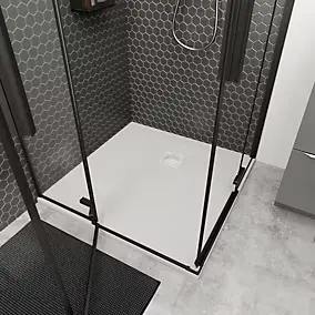 Receveur de douche blanc en résine L.90 x l.90 cm, Douro GoodHome