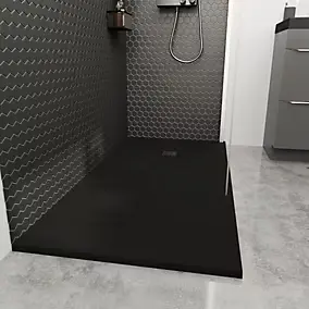 Receveur de douche 80 x 120 cm, résine, noir, Douro GoodHome