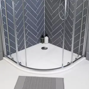 Receveur de douche extra-plat résine 1/4 cercle 90x90cm blanc "CALICIA"