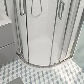 Receveur de douche quart de cercle 80 x 80 cm, résine, blanc, GoodHome Cavally