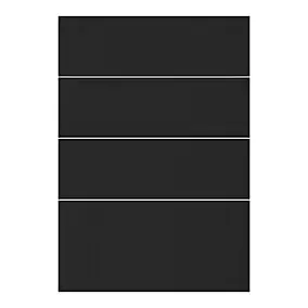 Façade de cuisine 3 tiroirs et 1 casserolier Stevia noir mat l. 50 cm x H. 72 cm GoodHome