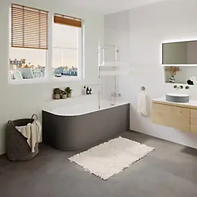 Baignoire semi-îlot d'angle droit 170 x 75 cm gris, Goodhome Oguta