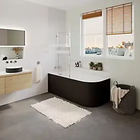 Baignoire semi-îlot d'angle gauche 170 x 75 cm noir mat, Goodhome Oguta