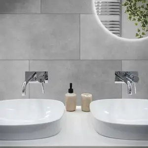Carrelage de sol intérieur Konkrete gris - l. 30 x L. 61 cm