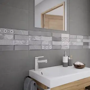Carrelage mural "Dalcina" gris - l. 20 x L. 60 cm