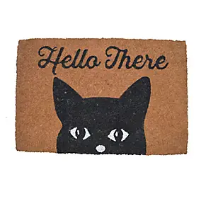 Paillasson coco Kebir Chat Hello there GoodHome L.60 x l.40 cm