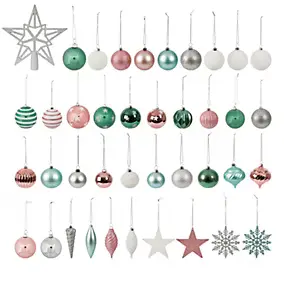 Assortiments de 100 boules de Noël soft bloom en plastique