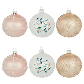 Assortiment 6 boules en verre Soft Bloom