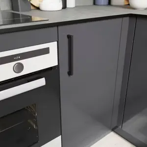 2 poignées de cuisine droites 15cm noir mat