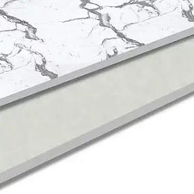 Crédence de cuisine Nepeta réversible aspect marbre blanc et pierre GoodHome L. 200 cm x H. 60 cm x Ep. 3 mm