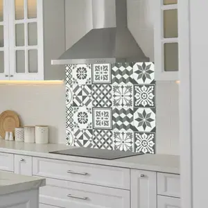 Crédence effet carreaux de ciment vert L.180 x H.60 cm x Ep. 3 mm