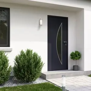 Porte entrée en métal gris "Badur" H. 215 x l. 90 droite
