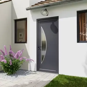 Porte entrée PVC gris "Ferla" H. 215 x l. 90 droite