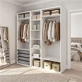 Dressing blanc 6 tablettes 4 paniers GoodHome Atomia H. 225 x L. 200 x P. 58 cm