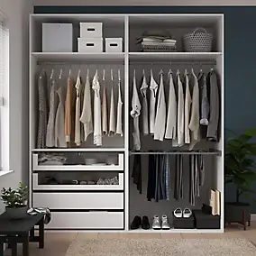 Dressing blanc avec porte-pantalons GoodHome Atomia H. 225 x L. 200 x P. 58 cm
