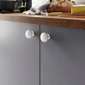 Bouton de meuble rond "Iza" - Blanc - Ø 30 mm