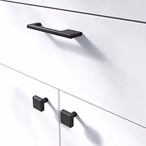 Bouton de meuble Carré Skej GoodHome mat noir Ø3 cm