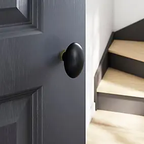 Bouton de porte double ovale GoodHome noir l.42 x H. 65mm