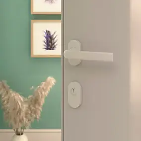Ensemble poignée sur rosace Incurvé à visser GoodHome Primel mat blanc