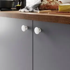 Bouton de meuble rond plat "Iza" - Blanc - Ø 30 mm