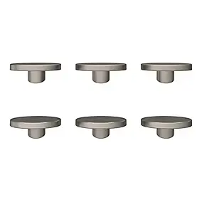 Lot 6 boutons de meuble arrondi Minzh GoodHome effet nickel Ø3.5cm x H.2cm