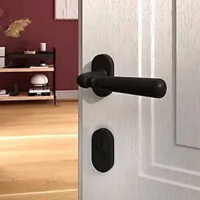 Ensemble poignée sur rosace à visser GoodHome Kilhog noir Ø63mm