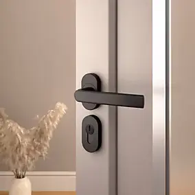 Ensemble poignée sur rosace Sel scroll à visser GoodHome Primel mat gris anthracite