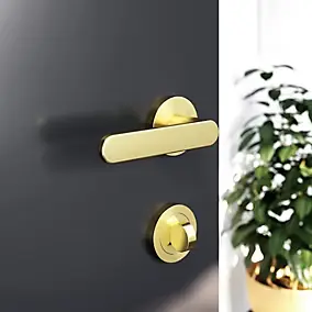 Ensemble poignée sur rosace rond à visser GoodHome Minzh effet laiton satin or Ø50mm