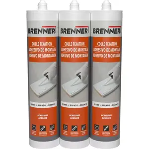 Lot de 3 colles blanches de fixation acrylique intérieure - cartouche 3 X 290 ML