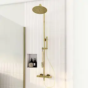 Colonne de douche thermostatique, doré, GoodHome Owens