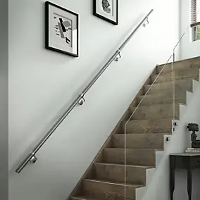 Rampe d'escalier arrondie en acier poli Ø40 mm L.3,6 m, Fortia