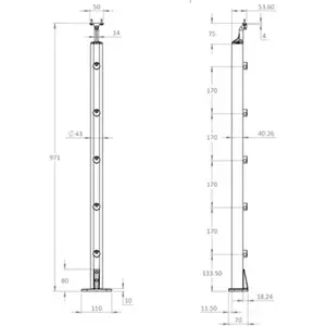 Poteau à plat aluminium noir "Jorun" ⌀4,3 cm x H. 97,1 cm