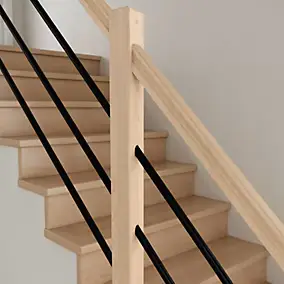 Pack balustrade Fortia verticale hêtre coloris naturel et aluminium noir h.100,5 x l.271,8 cm