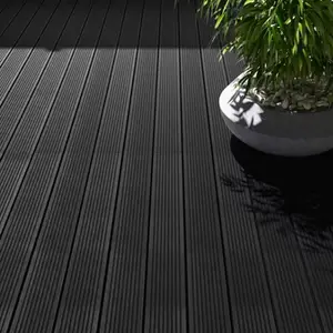 Lame de terrasse composite anthracite 220x11 cm finition brossée réversible