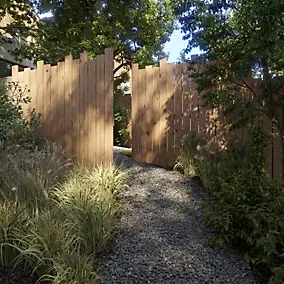 Panneau déstructuré de clôture en bois traité, marron, L.180 x H.180 cm, Kauri