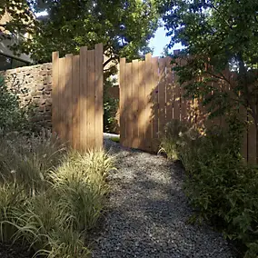 Panneau déstructuré de clôture Kauri en bois traité marron L. 90 x H.180 cm