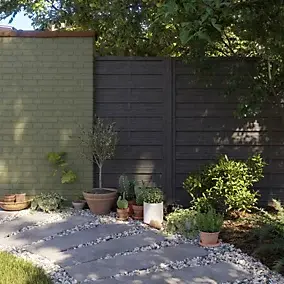 Panneau droit de clôture Ozora en bois anthracite ép.35 mm L. 90 x H.180 cm