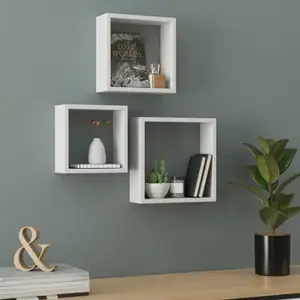 Lot de 3 cubes blanc 30 cm "Rabella"