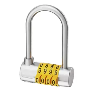 Cadenas à combinaison 4 chiffres jaune et argent anse acier 9,85 cm