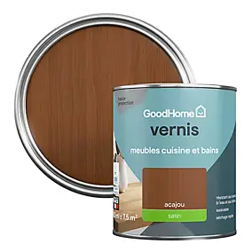 Vernis meubles cuisine et bains GoodHome acajou satin 750 ml