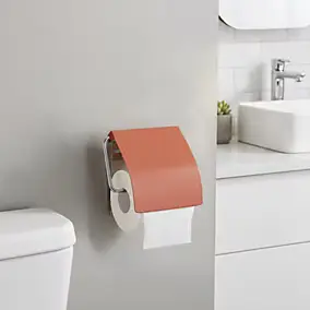 Dérouleur papier toilette terracotta en acier l.13,5 x H.12 x P.1,5 cm, GoodHome Koros