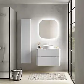 Ensemble salle de bains L. 84 cm meuble sous vasque + plan de toilette blanc mat Alba