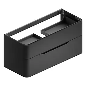 Ensemble salle de bains L. 119 cm meuble sous vasque noir mat + plan vasque blanc brillant Alba