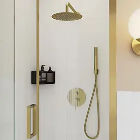Colonne de douche mécanique encastrée en laiton massif finition satin, GoodHome Owens