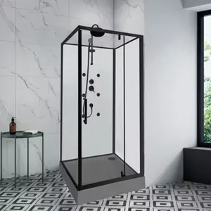 Cabine de douche hydromassante 90 x 90 cm - Noire & blanche