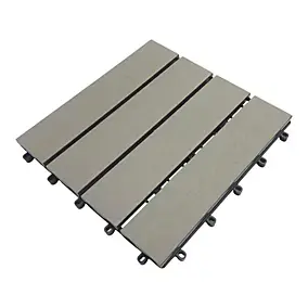 Dalle de terrasse en composite Floro Klikstrom gris L.30 x l.30 cm vendue par 4 pièces