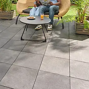 Dalle de terrasse composite aspect pierre anthracite Angara Klikstrom 40 x 40 cm