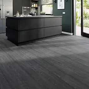 Lame PVC clipsable Mambo 124x19 cm décor bois gris anthracite GoodHome (vendue au carton)