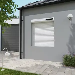 Volet roulant solaire motorisé aluminium blanc 135 x 120 cm