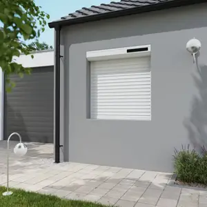 Volet roulant solaire motorisé aluminium blanc 125 x 120 cm